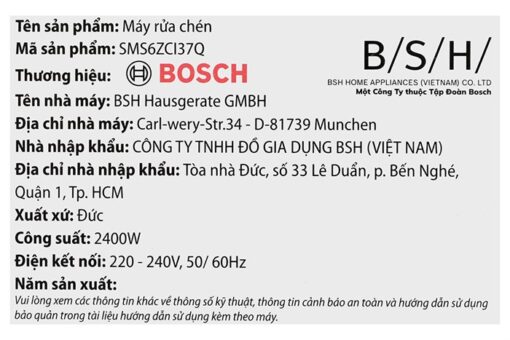 Máy rửa bát Bosch 14 bộ SMS6ZCI37Q serie 6