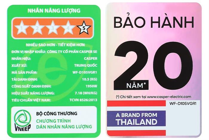 Máy giặt lồng ngang Casper inverter 10.5 kg WF-D105VGR1
