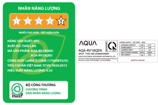 Điều hòa Aqua Inverter 1 chiều 2HP AQA-RV18QE