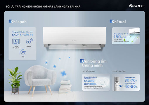 Điều hòa Gree 1.5HP - 12000Btu 2 Chiều Inverter CLIVIA12HI