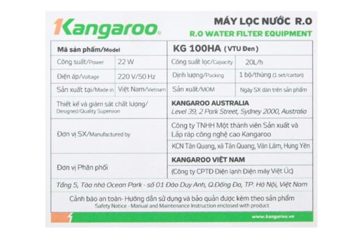 Máy lọc nước RO Hydrogen Kangaroo KG100HA 9 lõi