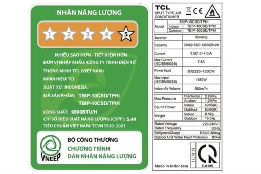 Điều hòa TCL Inverter 9800btu 1 HP TBIP-10CSD/TPHI