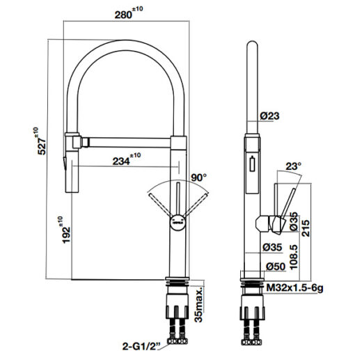 Vòi bếp Hafele 570.85.451 HT24-SH1F527 màu titan