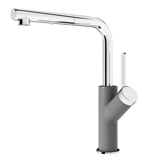 Vòi rửa Konox dây rút Artan Grey nóng lạnh