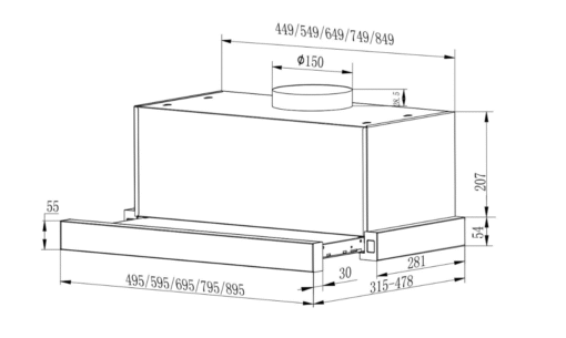 Máy hút mùi âm tủ Blanc 70cm BA 7002AT