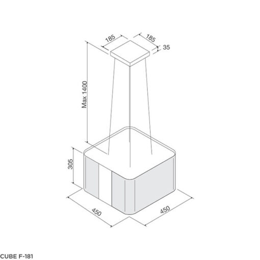 Máy hút mùi đảo Malloca 45cm CUBE F-181