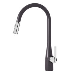 Vòi rửa Konox dây rút Curva Black nóng lạnh