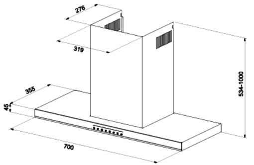 Máy hút mùi gắn tường Eurosun 70cm EH-70AF79