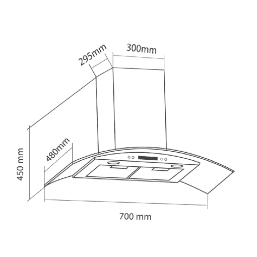 Máy hút mùi gắn tường chữ T Eurosun 70cm EH-70K15E