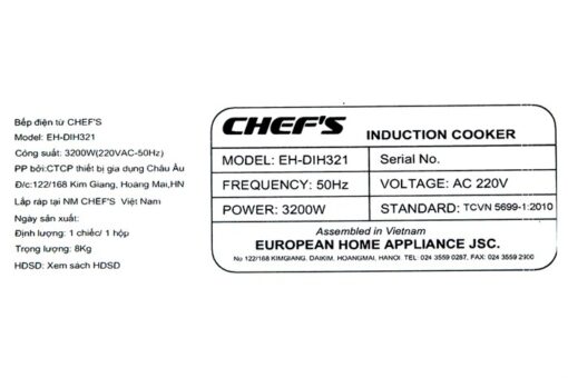 Bếp từ 2 vùng nấu Chef's EH-DIH321 kính Ceramic