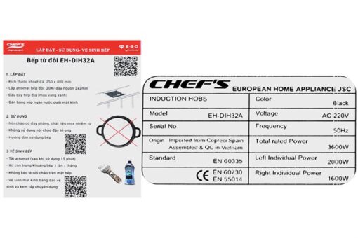 Bếp từ 2 vùng nấu Domino Chef's EH-DIH32A