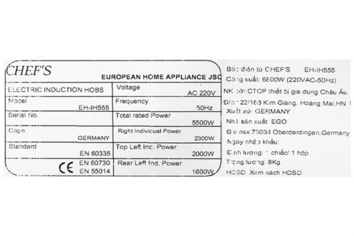 Bếp từ 3 vùng nấu Chef's EH-IH555 Inverter