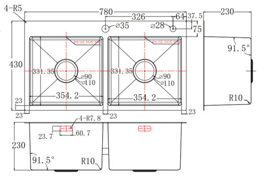 Chậu rửa 2 hố 78cm Faster FS 7843HM