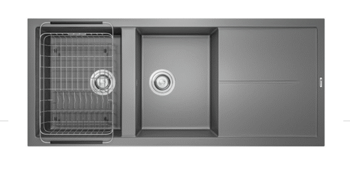 Chậu rửa Konox 2 hố Granite Sink 116cm Livello Smart 1160 Grey