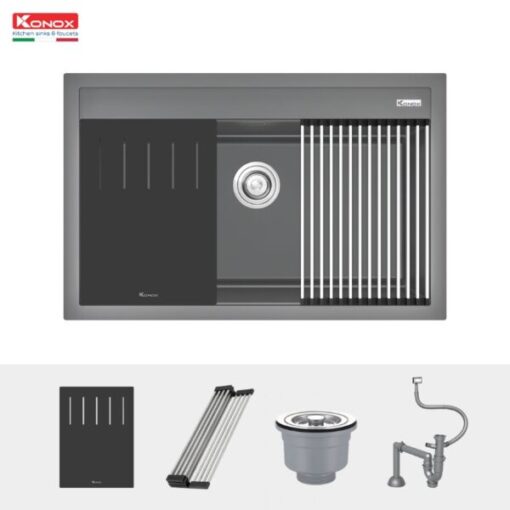 Chậu rửa Konox 79 cm Granite Sink Terra 790S xám