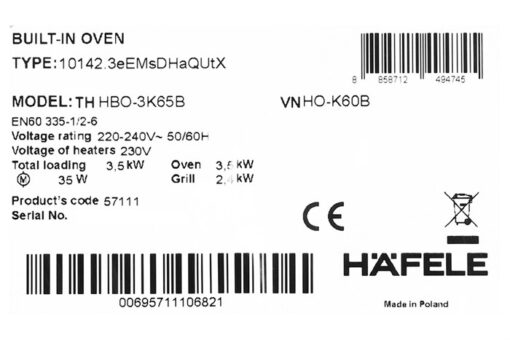 Lò nướng âm Hafele HO-K60B (534.05.581) 65 lít