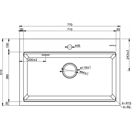Chậu rửa Hafele đá ESSENCE 77cm HS22-GEN1S90M (577.25.530)