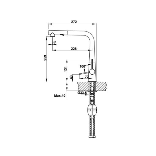 Vòi rửa bát cổ rút Hafele HT20-GH1P259 Black 570.82.300