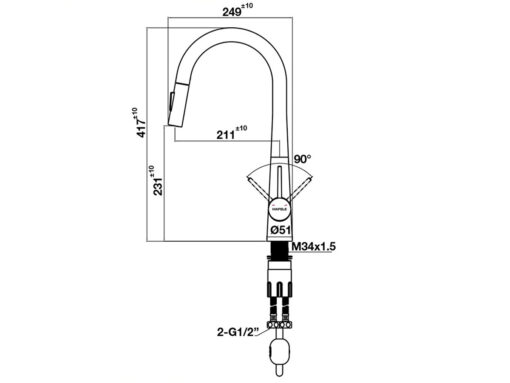 Vòi rửa chén bát nóng lạnh Hafele HT24-SH1P417 (570.85.041)