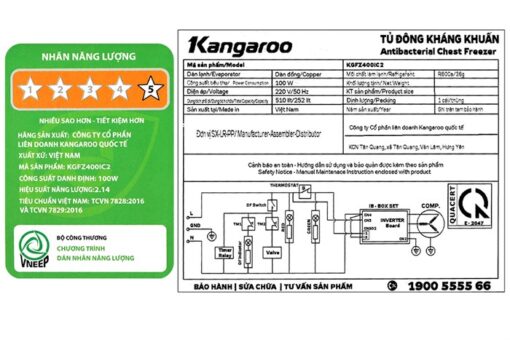 Tủ đông kháng khuẩn Kangaroo Inverter 252 lít KGFZ400IC2