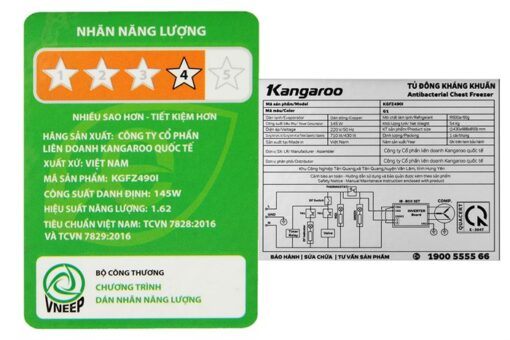 Tủ đông kháng khuẩn Kangaroo Inverter 430 lít KGFZ490IG1