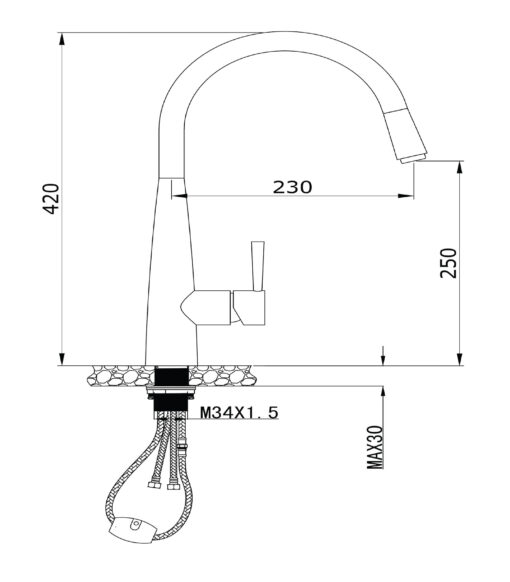 Vòi rửa Konox dây rút KN1901N nóng lạnh
