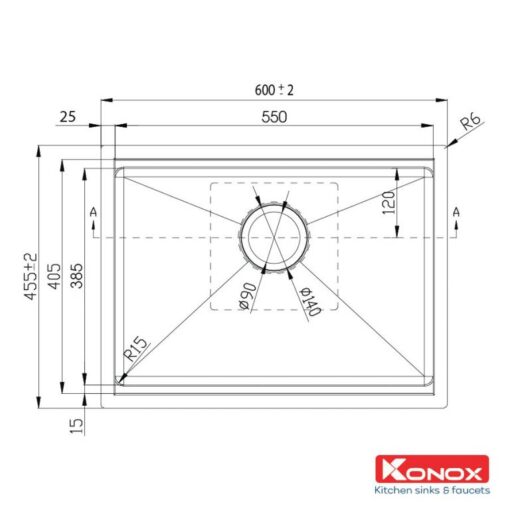 Chậu rửa Konox 1 hố Workstation Sink Undermount 60cm KN6046SU