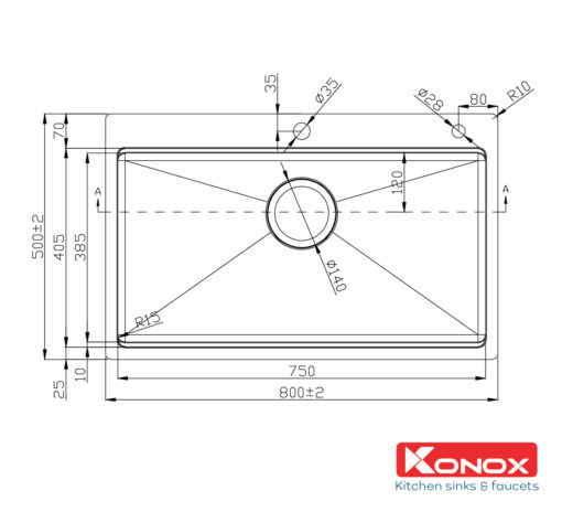 Chậu rửa Konox 1 hố Workstation Sink Topmount 80cm KN8050TS