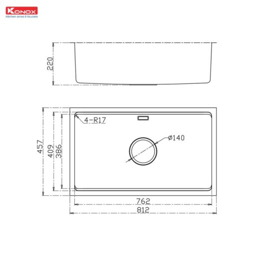 Chậu rửa Konox 1 hố chống xước Workstation Sink KN8146SU Dekor