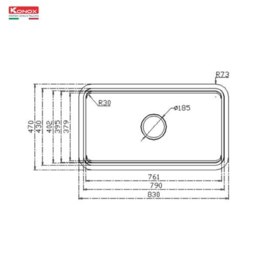 Chậu rửa Konox 1 hố chống xước 83cm Workstation Sink KN8347SU Dekor