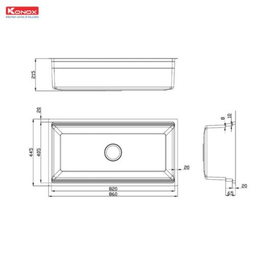 Chậu rửa Konox 1 hố chống xước Workstation Sink Undermount 86cm KN8644SU Dekor