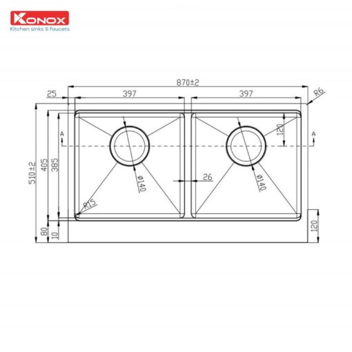 Chậu rửa Konox 2 hố Workstation Sink Apron 87cm KN8751DA Retta