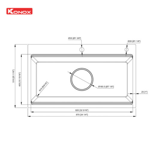 Chậu rửa Konox 1 hố chống xước Workstation Sink KN8751TS Dekor