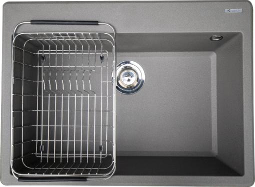 Chậu rửa Konox 68cm Granite Sink  Ruvita 680 xám