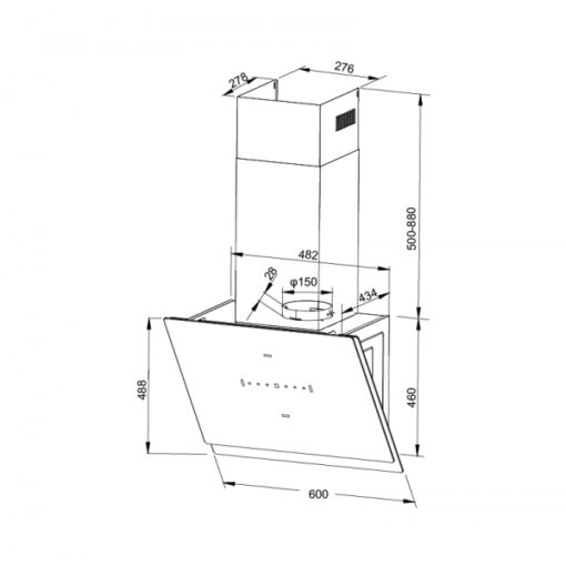 Máy hút mùi áp tường 60cm Malloca  MC 60GTC