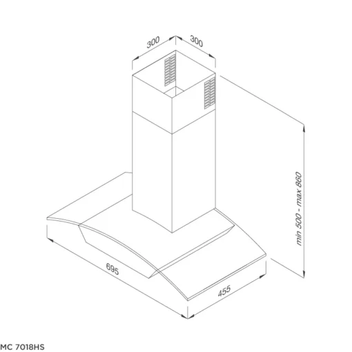 Máy hút khói khử mùi – áp tường 69.5 cm  Malloca MC 7018HS
