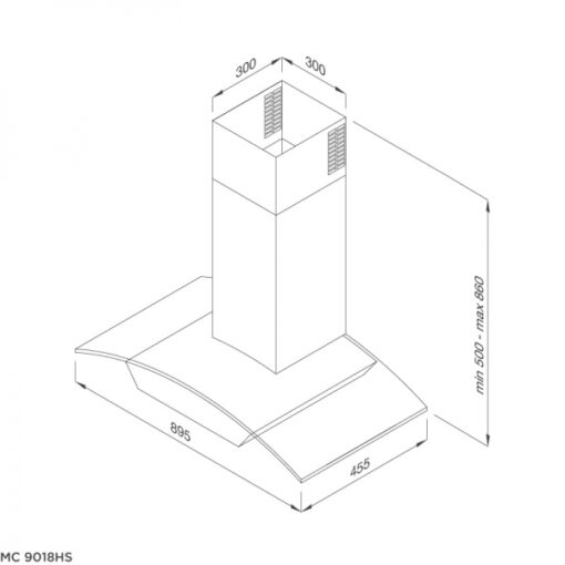 Máy hút khói khử mùi 89.5cm Malloca MC 9018HS