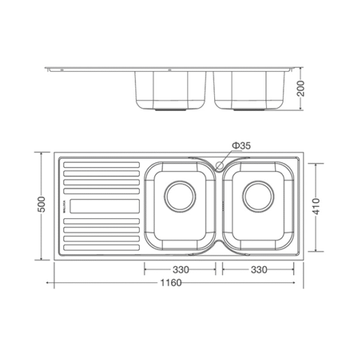 Chậu rửa chén Malloca MS 1025L NEW