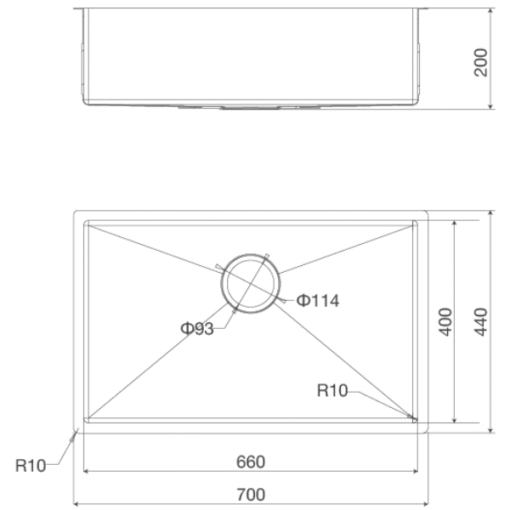 Chậu rửa Inox 1 hố 70cm Malloca MS 6070