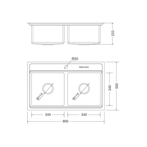 Chậu rửa chén Malloca MS 8812
