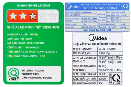 Điều hòa Midea 18000BTU 1 chiều MSAFII-18CRN8