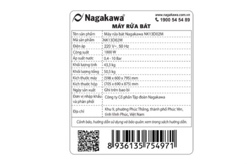 Máy rửa chén độc lập Nagakawa NK13D02M