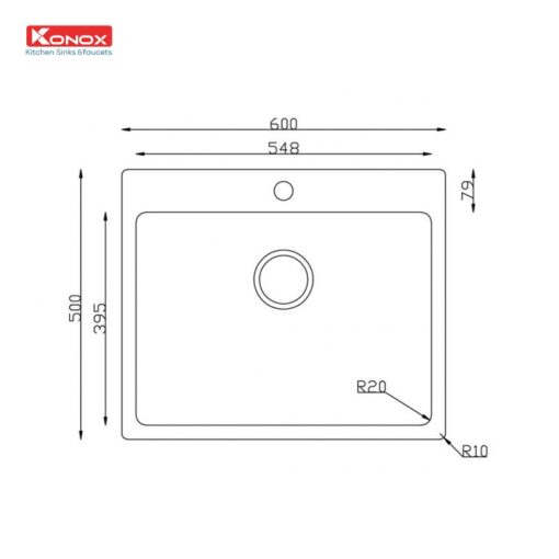 Chậu rửa Konox 1 hố 60cm Turkey Sink Neron 600