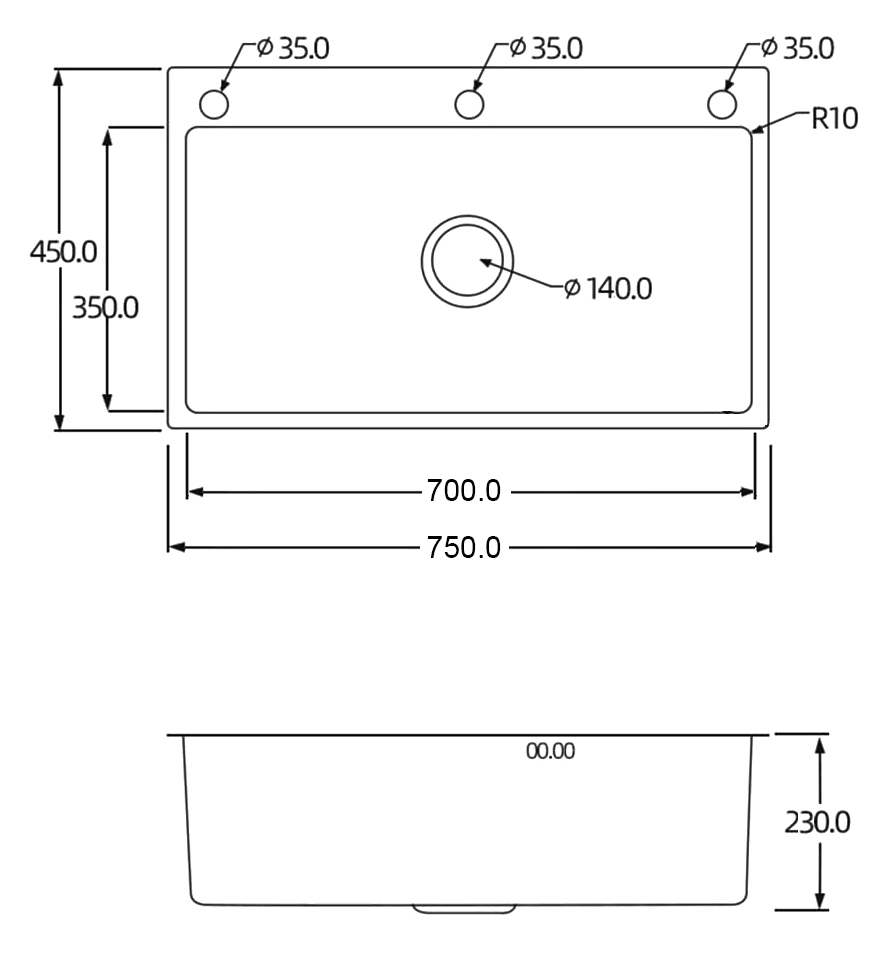 Chậu rửa 1 hố Roslerer 75cm RL04-7545 New