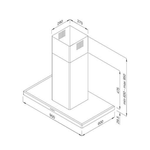Máy hút mùi treo độc lập  90 cm Malloca SLIM K-4250