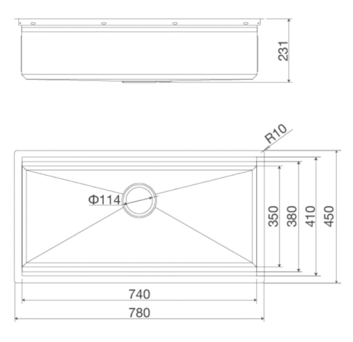 Chậu rửa 1 hố Inox 78cm Malloca Slide MS 781