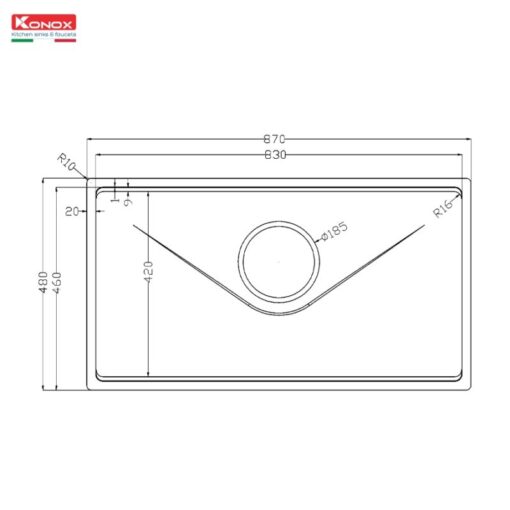 Chậu rửa 1 hố chống xước Konox 87cm TARI 8748SR