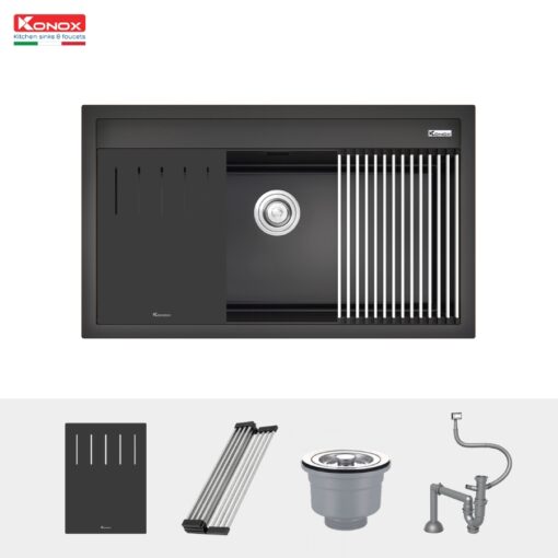 Chậu rửa Konox 86cm Granite  Sink Terra 860S đen