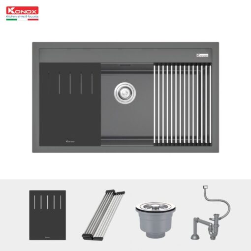 Chậu rửa Konox 86cm Granite Sink Terra 860S xám