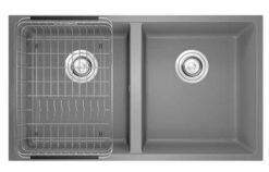Chậu rửa Konox 76cm 2 hố Granite Sink Veloci 760D xám